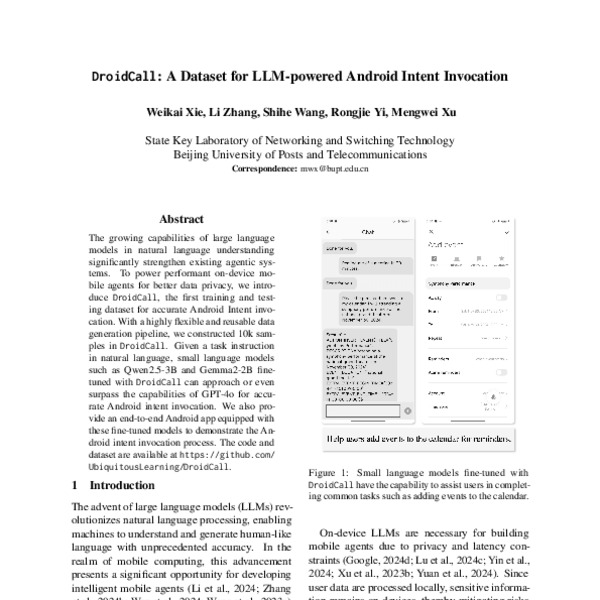 DroidCall: A Dataset for LLM-powered Android Intent Invocation - ACL ...