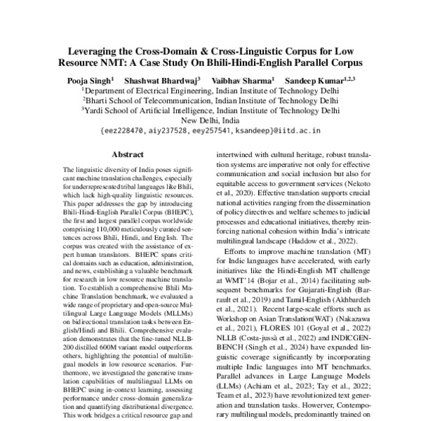 Leveraging the Cross-Domain & Cross-Linguistic Corpus for Low Resource ...