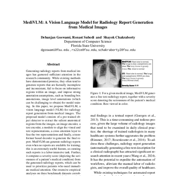 MediVLM: A Vision Language Model for Radiology Report Generation from ...