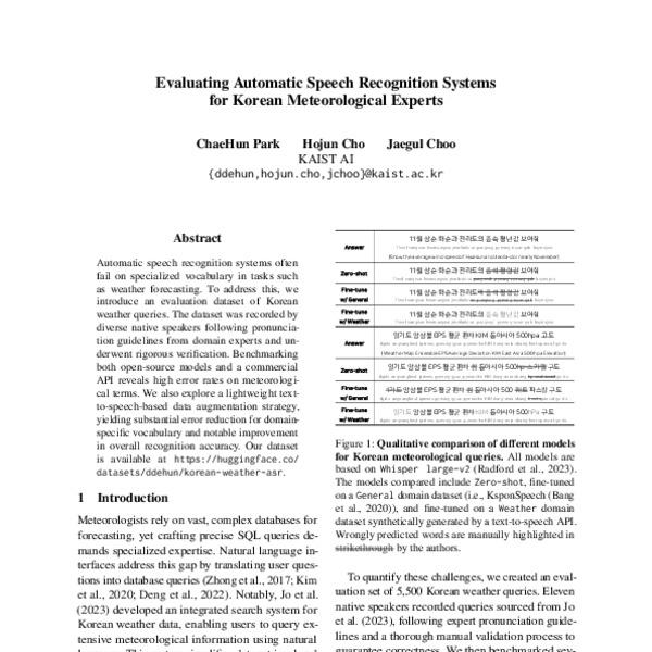 Evaluating Automatic Speech Recognition Systems for Korean ...