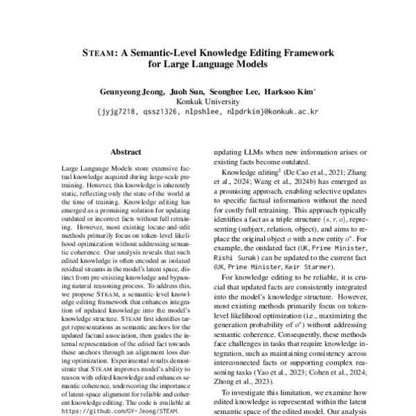 STEAM: A Semantic-Level Knowledge Editing Framework for Large Language ...