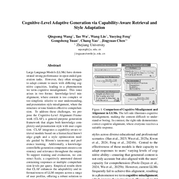 Cognitive-Level Adaptive Generation via Capability-Aware Retrieval and ...