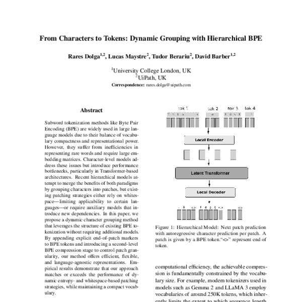 From Characters to Tokens: Dynamic Grouping with Hierarchical BPE - ACL ...
