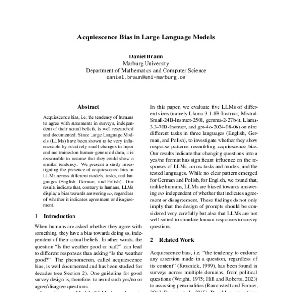 Acquiescence Bias in Large Language Models - ACL Anthology