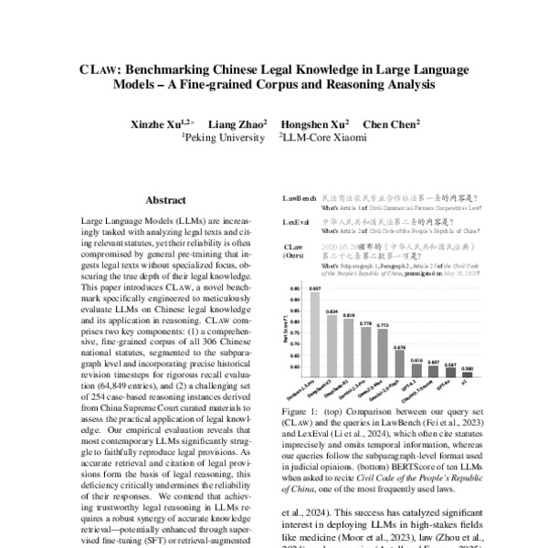 CLaw: Benchmarking Chinese Legal Knowledge in Large Language Models - A ...