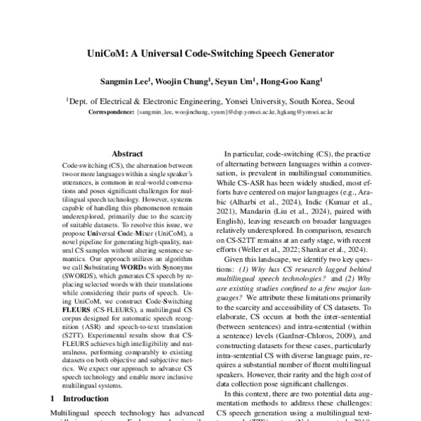 UniCoM: A Universal Code-Switching Speech Generator - ACL Anthology