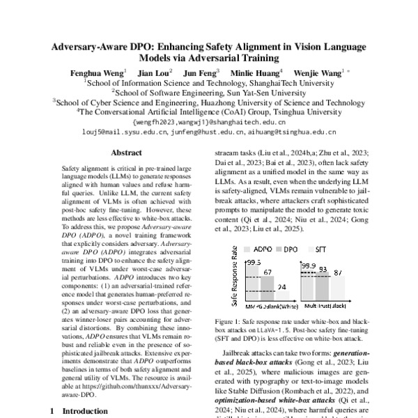 Adversary-Aware DPO: Enhancing Safety Alignment in Vision Language ...