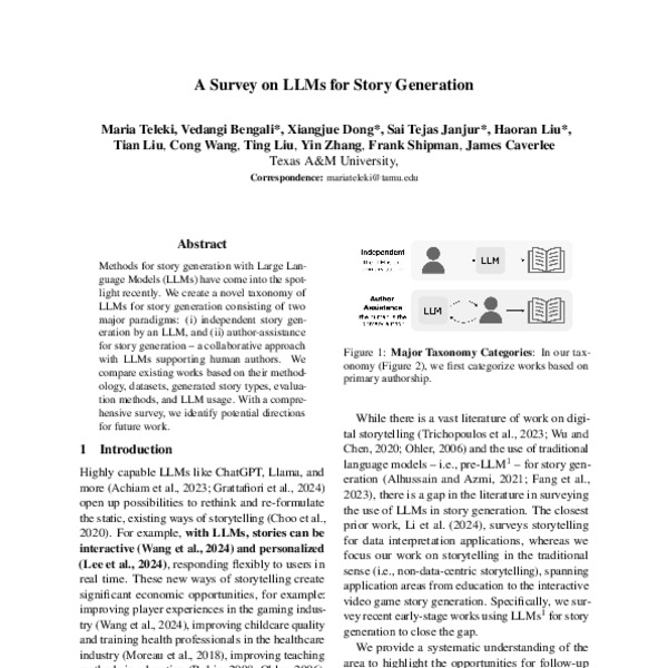 A Survey on LLMs for Story Generation - ACL Anthology