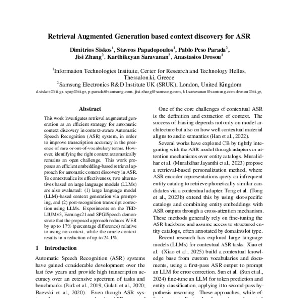 Retrieval Augmented Generation based context discovery for ASR - ACL ...