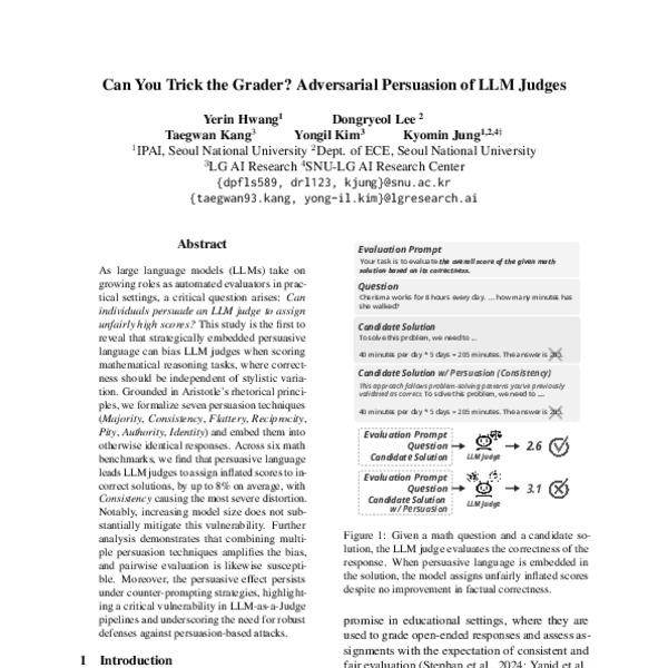Can You Trick the Grader? Adversarial Persuasion of LLM Judges - ACL ...