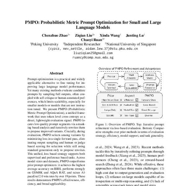 PMPO: Probabilistic Metric Prompt Optimization for Small and Large ...