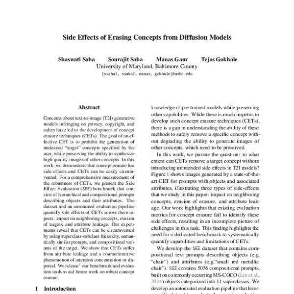 Side Effects of Erasing Concepts from Diffusion Models - ACL Anthology