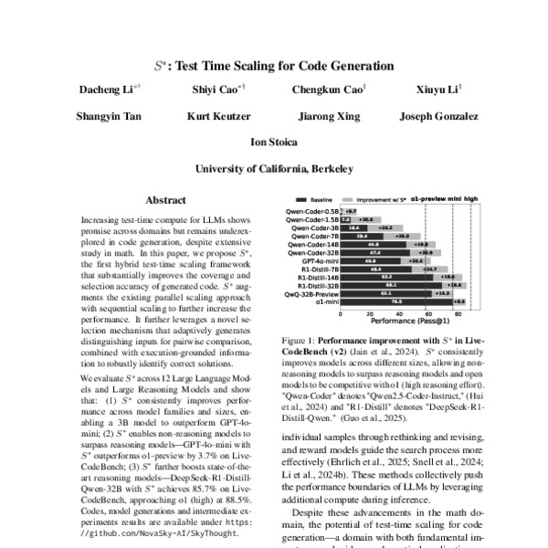 S*: Test Time Scaling for Code Generation - ACL Anthology