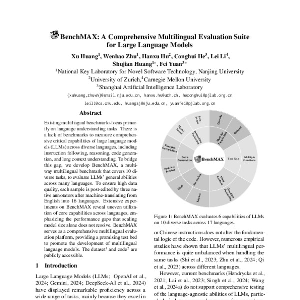 BenchMAX: A Comprehensive Multilingual Evaluation Suite for Large ...