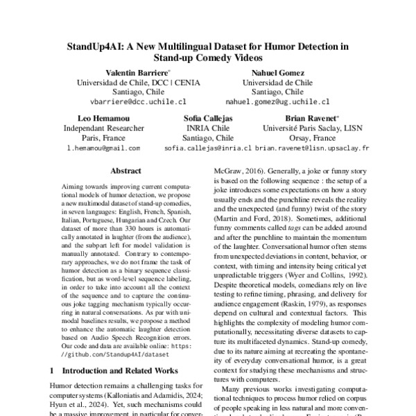 StandUp4AI: A New Multilingual Dataset for Humor Detection in Stand-up ...