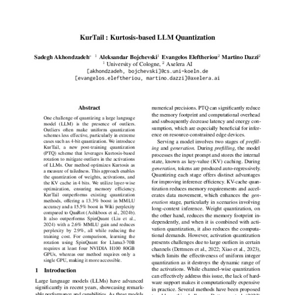 KurTail : Kurtosis-based LLM Quantization - ACL Anthology