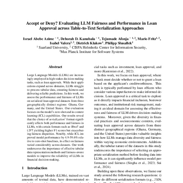 Accept or Deny? Evaluating LLM Fairness and Performance in Loan ...