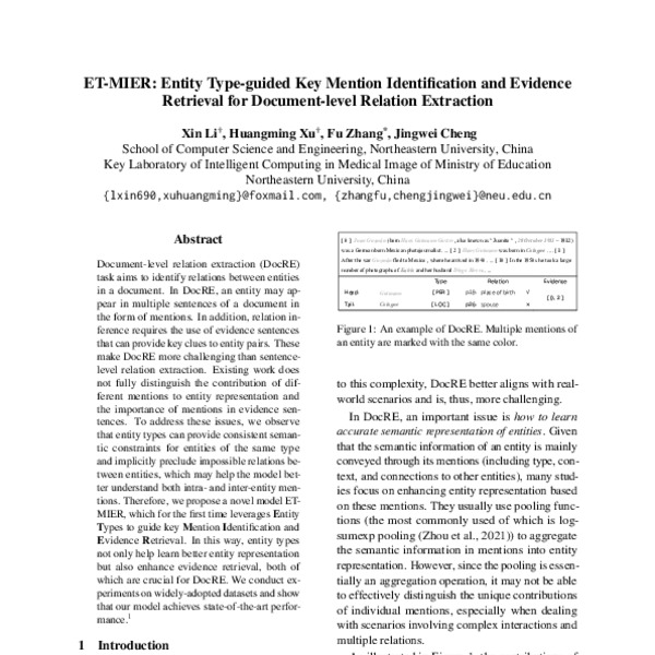 ET-MIER: Entity Type-guided Key Mention Identification and Evidence ...