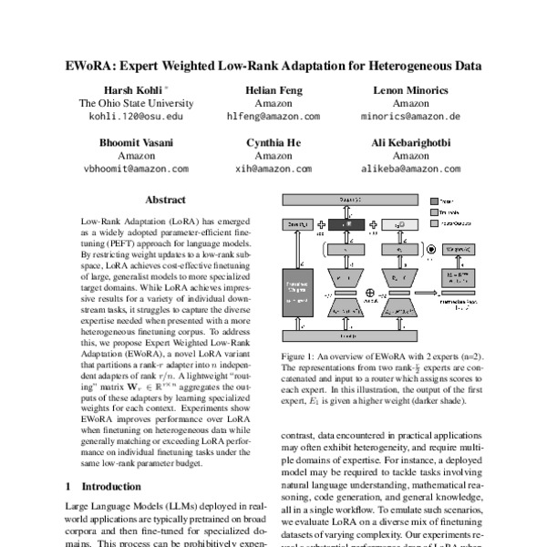 EWoRA: Expert Weighted Low-Rank Adaptation for Heterogeneous Data - ACL ...