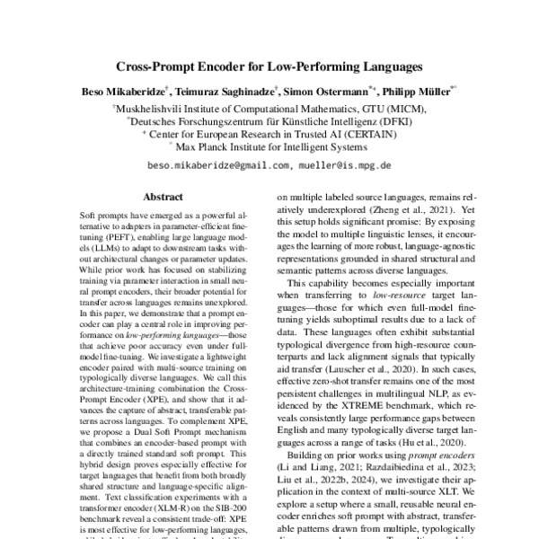 Cross-Prompt Encoder for Low-Performing Languages - ACL Anthology