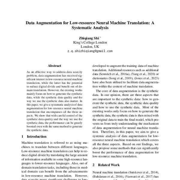 Data Augmentation for Low-resource Neural Machine Translation: A ...