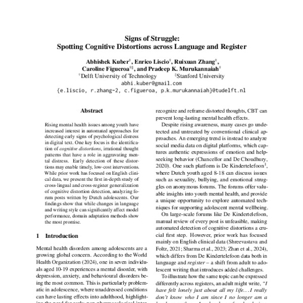 Signs of Struggle: Spotting Cognitive Distortions across Language and ...