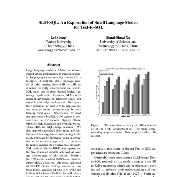 SLM-SQL: An Exploration of Small Language Models for Text-to-SQL - ACL ...