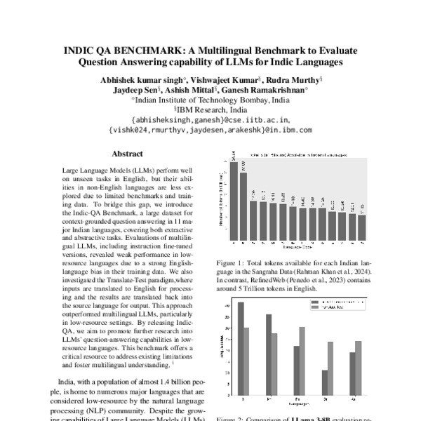 INDIC QA BENCHMARK: A Multilingual Benchmark to Evaluate Question ...