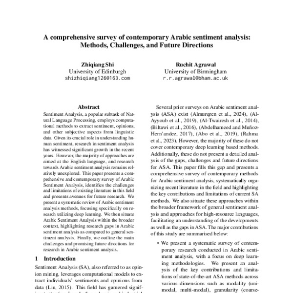 A Comprehensive Survey of Contemporary Arabic Sentiment Analysis ...