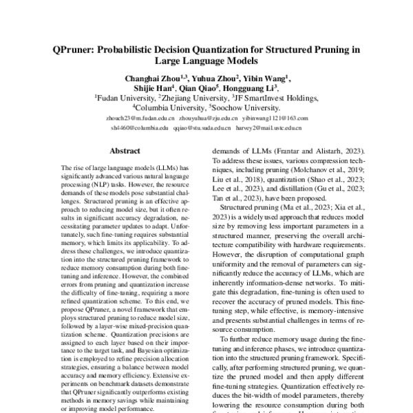 QPruner: Probabilistic Decision Quantization for Structured Pruning in ...