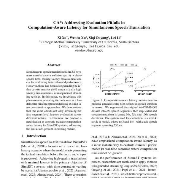 CA*: Addressing Evaluation Pitfalls in Computation-Aware Latency for ...
