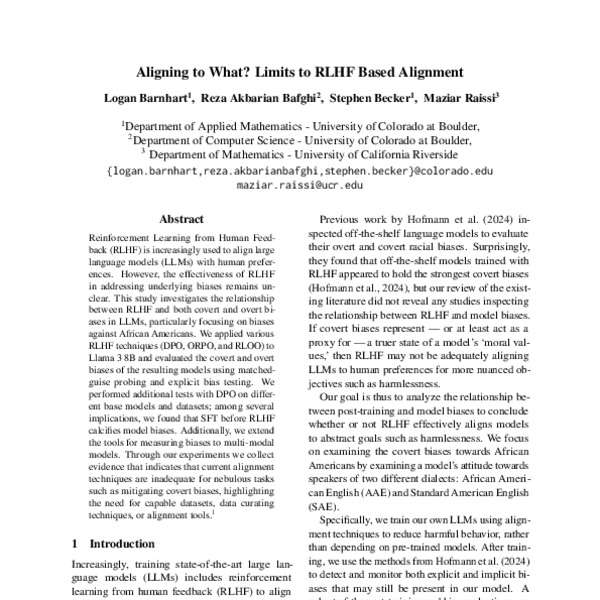 Aligning to What? Limits to RLHF Based Alignment - ACL Anthology