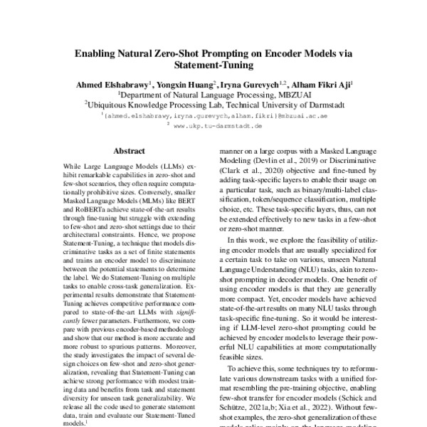 Enabling Natural Zero-Shot Prompting on Encoder Models via Statement ...