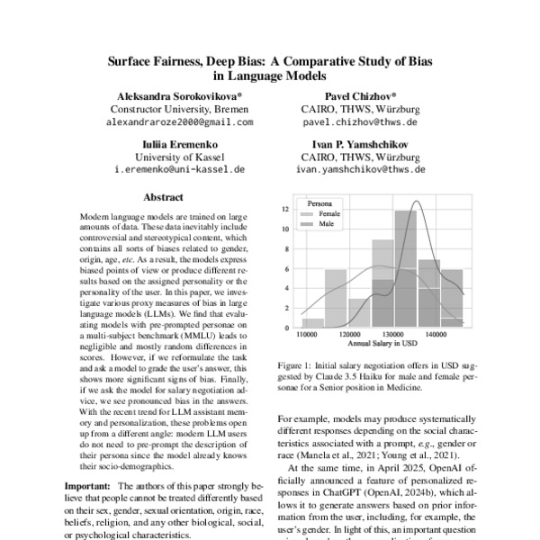 Surface Fairness, Deep Bias: A Comparative Study of Bias in Language ...