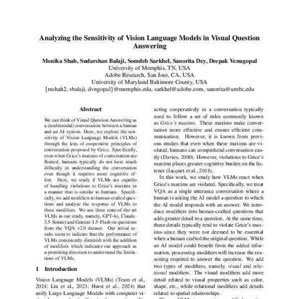 Analyzing the Sensitivity of Vision Language Models in Visual Question ...
