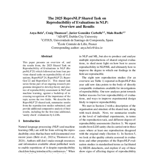 The 2025 ReproNLP Shared Task on Reproducibility of Evaluations in NLP ...