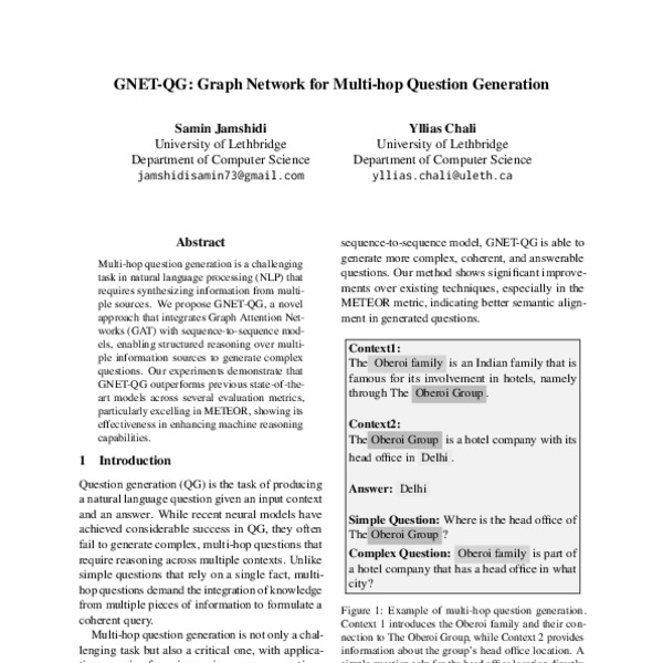 GNET-QG: Graph Network for Multi-hop Question Generation - ACL Anthology