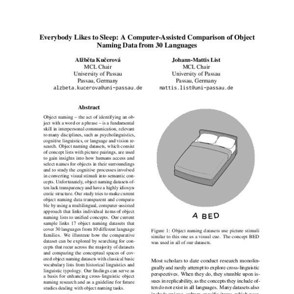 Everybody Likes to Sleep: A Computer-Assisted Comparison of Object ...