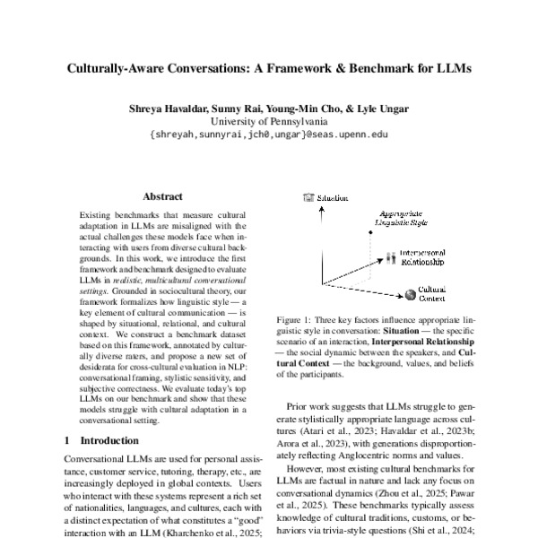 Culturally-Aware Conversations: A Framework & Benchmark for LLMs - ACL ...