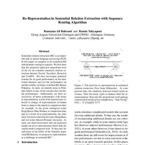 Re-Representation in Sentential Relation Extraction with Sequence ...