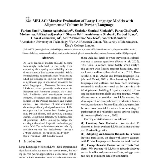 MELAC: Massive Evaluation of Large Language Models with Alignment of ...