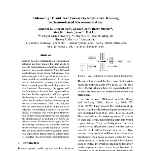 Enhancing ID and Text Fusion via Alternative Training in Session-based ...
