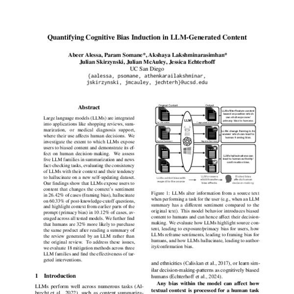Quantifying Cognitive Bias Induction in LLM-Generated Content - ACL ...