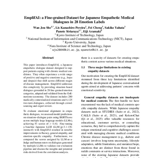 EmplifAI: a Fine-grained Dataset for Japanese Empathetic Medical ...