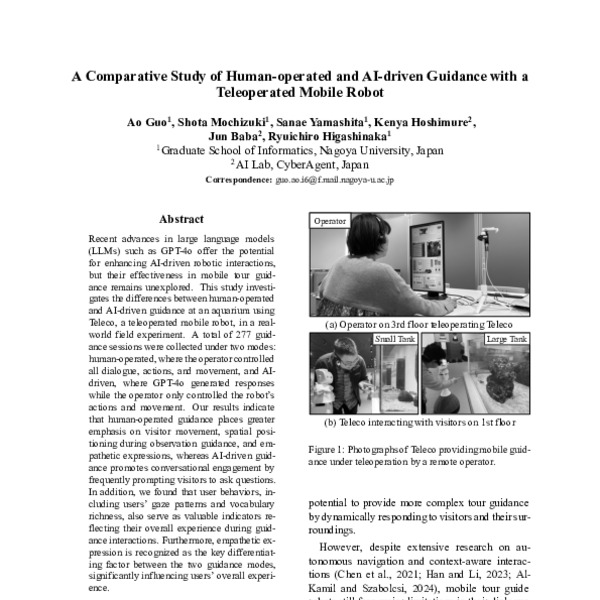 A Comparative Study of Human-operated and AI-driven Guidance with a ...