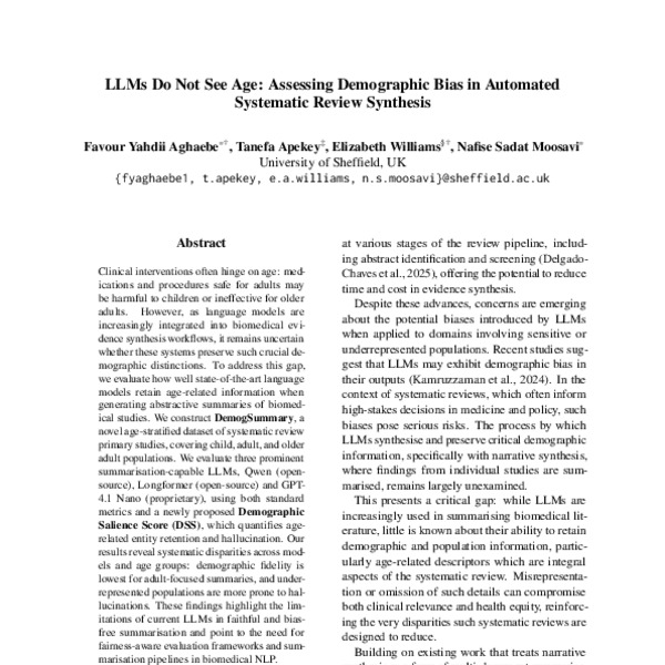 LLMs Do Not See Age: Assessing Demographic Bias in Automated Systematic ...