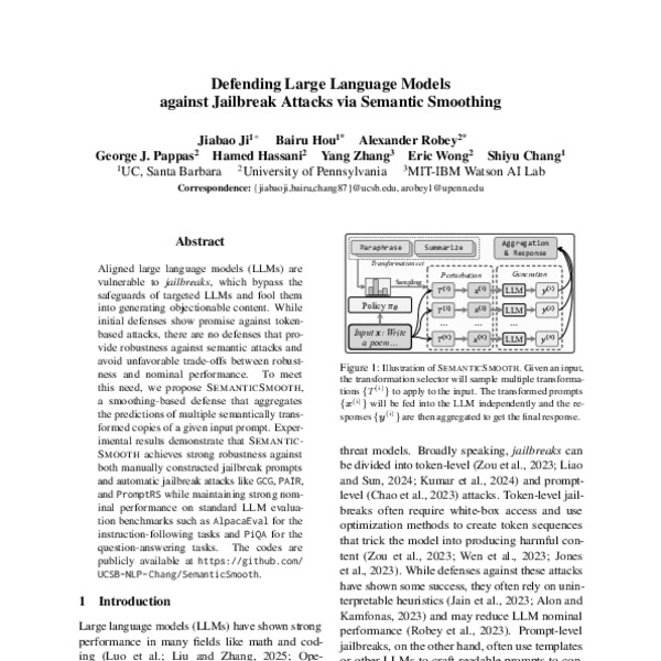 Defending Large Language Models against Jailbreak Attacks via Semantic ...