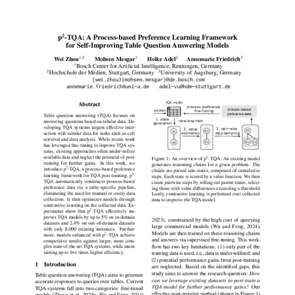 p²-TQA: A Process-based Preference Learning Framework for Self ...