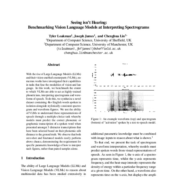 Seeing isn’t Hearing: Benchmarking Vision Language Models at ...