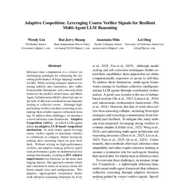 Adaptive Coopetition: Leveraging Coarse Verifier Signals for Resilient ...